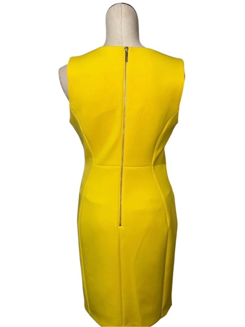 Calvin Klein Bright Yellow Sleeveless Midi Sheath Dress